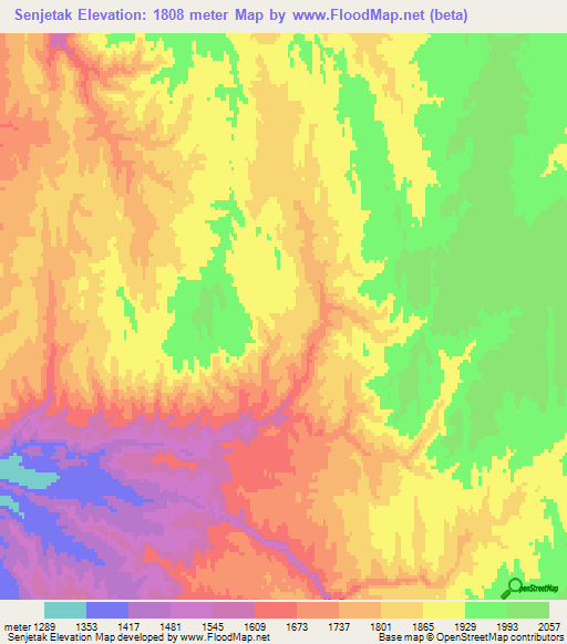 Senjetak,Afghanistan Elevation Map