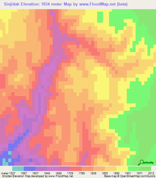 Sinjidak,Afghanistan Elevation Map
