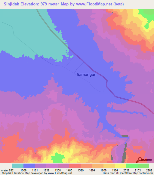 Sinjidak,Afghanistan Elevation Map