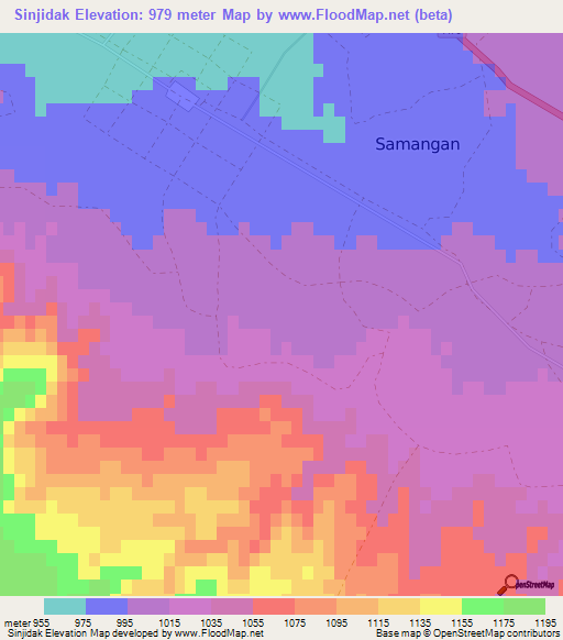 Sinjidak,Afghanistan Elevation Map