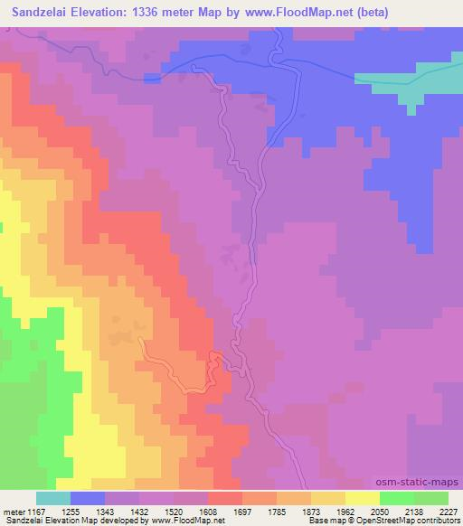 Sandzelai,Afghanistan Elevation Map