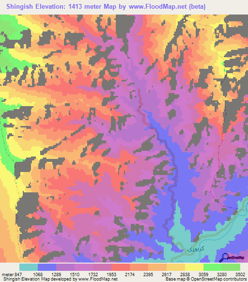 Shingish,Afghanistan Elevation Map