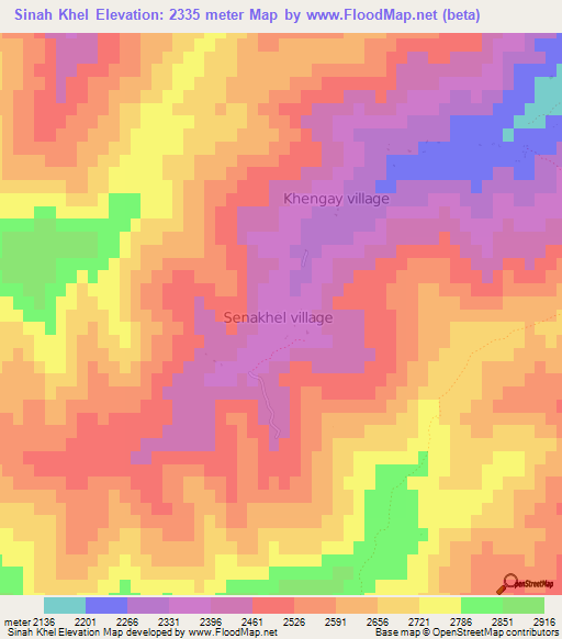 Sinah Khel,Afghanistan Elevation Map