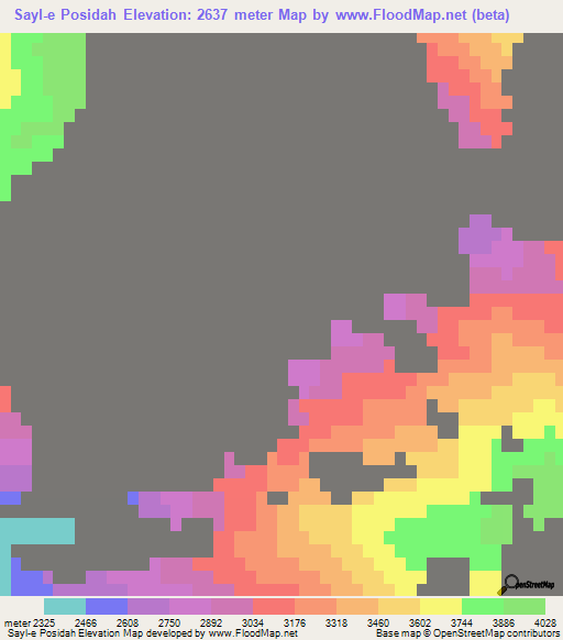 Sayl-e Posidah,Afghanistan Elevation Map