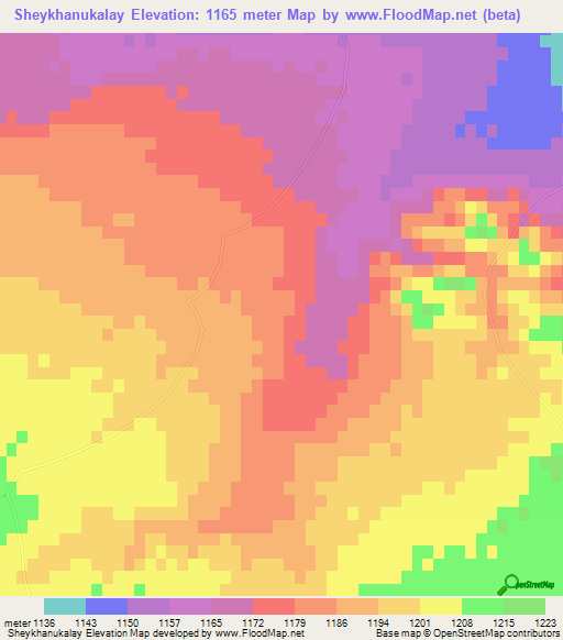 Sheykhanukalay,Afghanistan Elevation Map