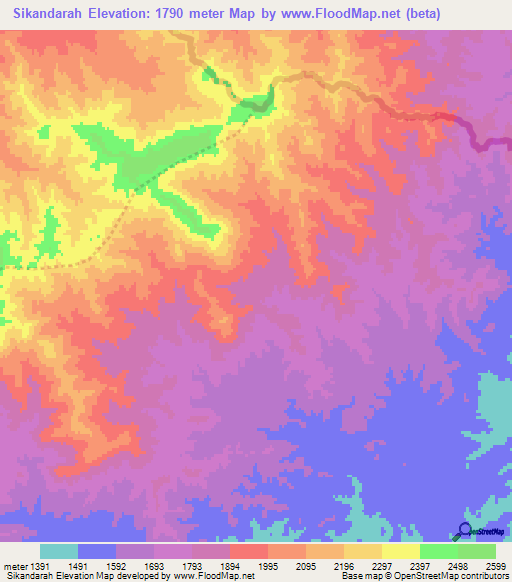 Sikandarah,Afghanistan Elevation Map