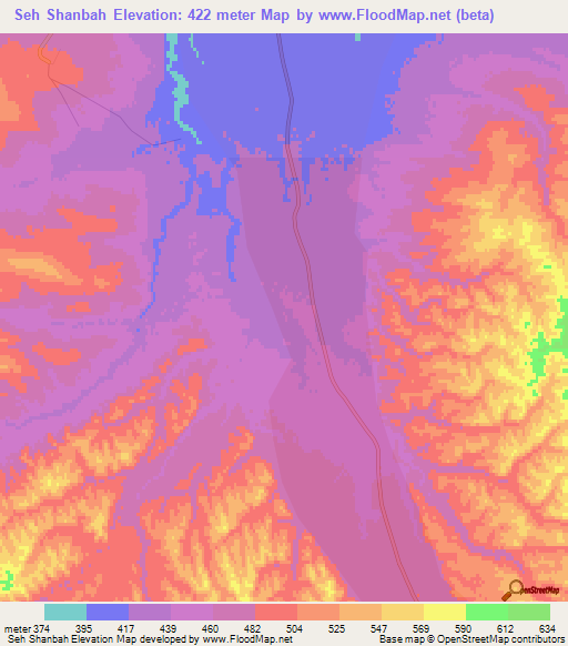 Seh Shanbah,Afghanistan Elevation Map