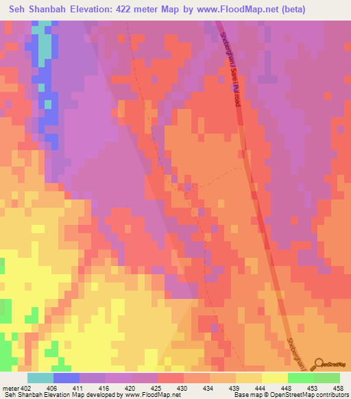Seh Shanbah,Afghanistan Elevation Map