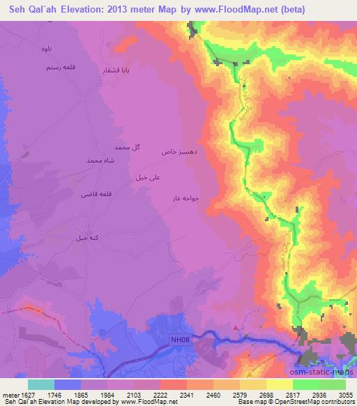 Seh Qal`ah,Afghanistan Elevation Map