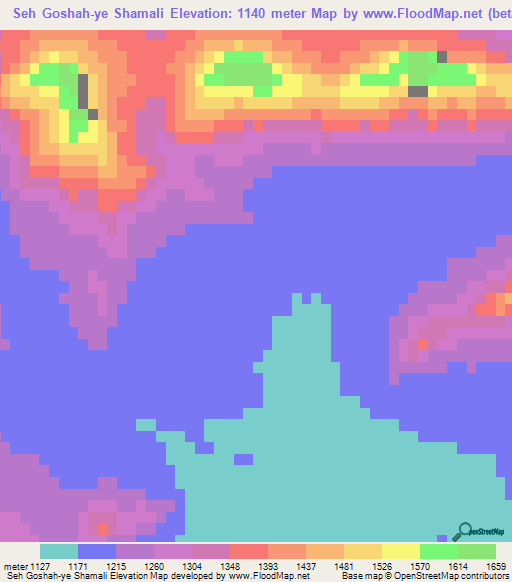 Seh Goshah-ye Shamali,Afghanistan Elevation Map