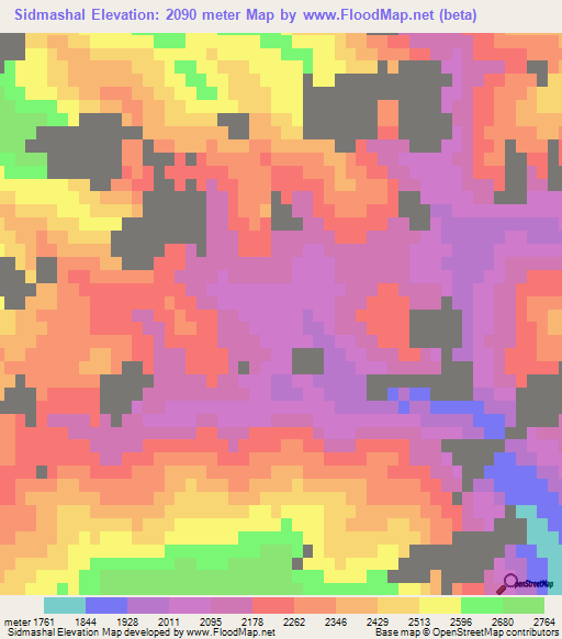 Sidmashal,Afghanistan Elevation Map