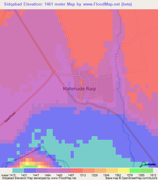 Sidqabad,Afghanistan Elevation Map