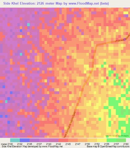 Side Khel,Afghanistan Elevation Map