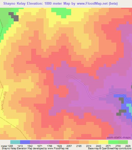 Shayno Kelay,Afghanistan Elevation Map