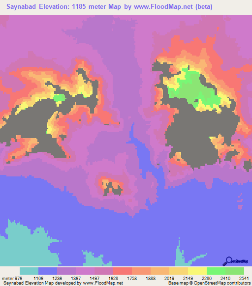 Saynabad,Afghanistan Elevation Map