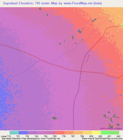 Saynabad,Afghanistan Elevation Map