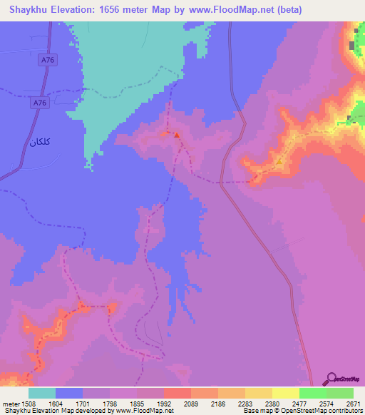 Shaykhu,Afghanistan Elevation Map
