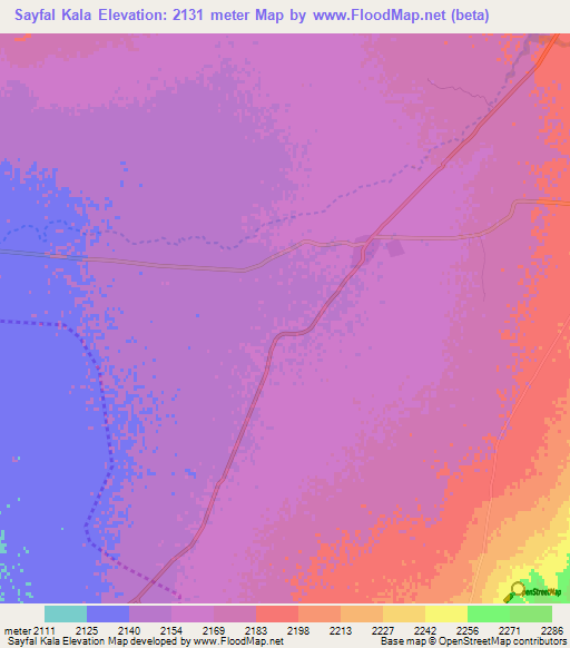Sayfal Kala,Afghanistan Elevation Map
