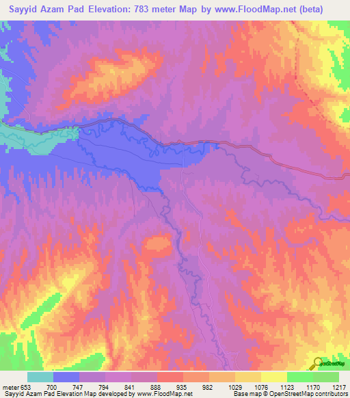 Sayyid Azam Pad,Afghanistan Elevation Map