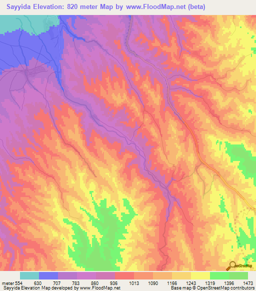 Sayyida,Afghanistan Elevation Map