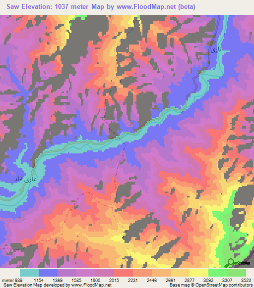 Saw,Afghanistan Elevation Map