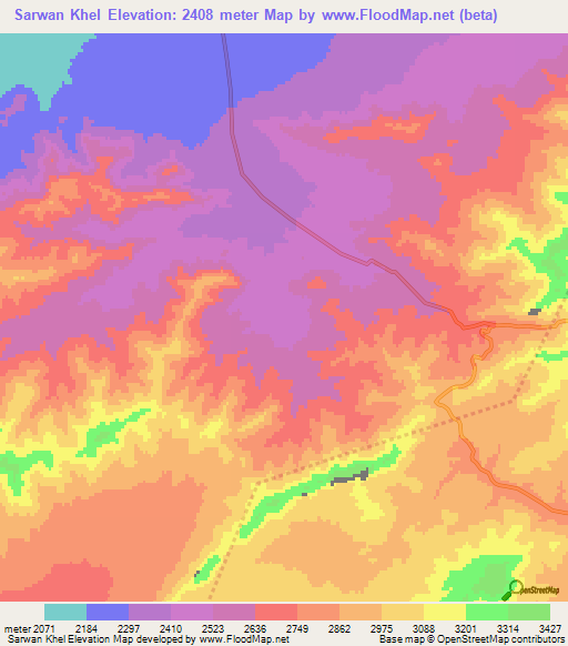 Sarwan Khel,Afghanistan Elevation Map