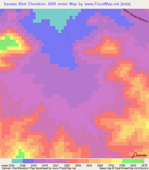 Sarwan Khel,Afghanistan Elevation Map