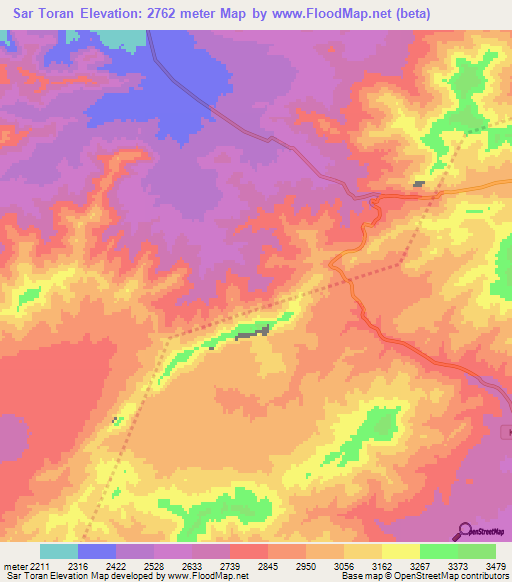 Sar Toran,Afghanistan Elevation Map