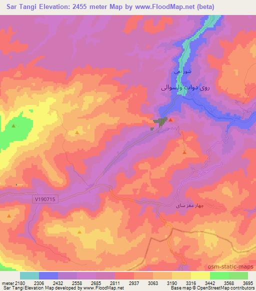 Sar Tangi,Afghanistan Elevation Map