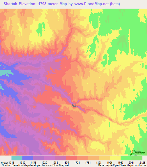 Shartah,Afghanistan Elevation Map
