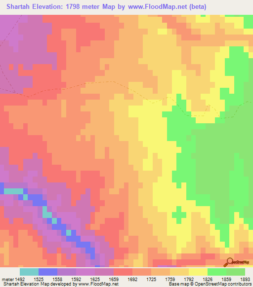 Shartah,Afghanistan Elevation Map