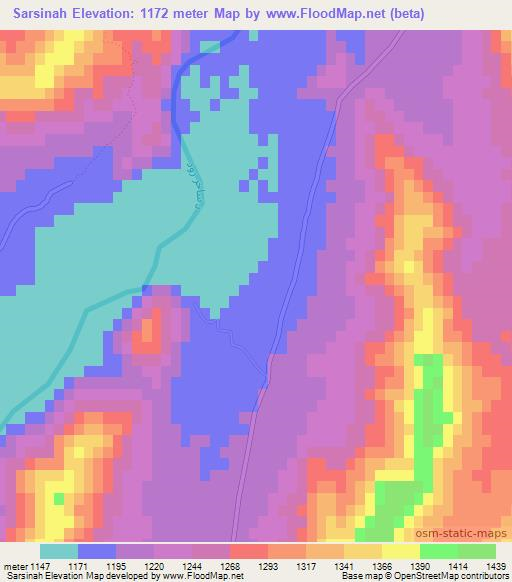 Sarsinah,Afghanistan Elevation Map