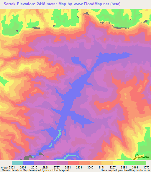 Sarrak,Afghanistan Elevation Map