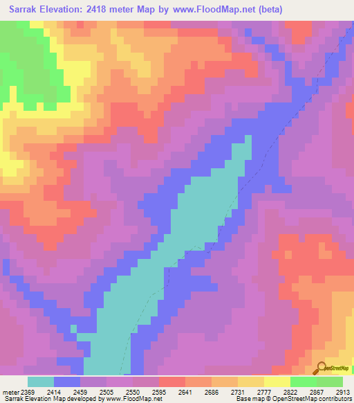 Sarrak,Afghanistan Elevation Map