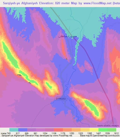 Sarqiyeh-ye Afghaniyeh,Afghanistan Elevation Map