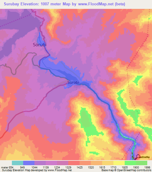 Surubay,Afghanistan Elevation Map
