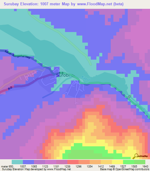 Surubay,Afghanistan Elevation Map