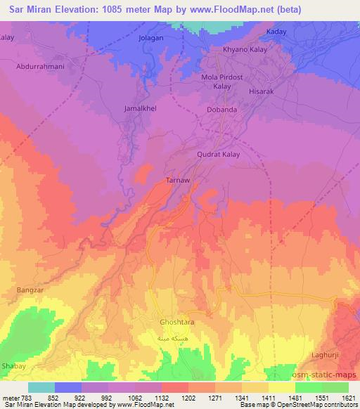 Sar Miran,Afghanistan Elevation Map