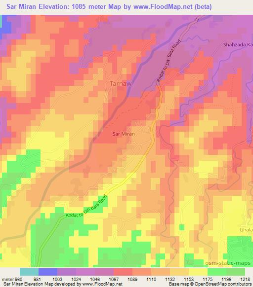 Sar Miran,Afghanistan Elevation Map