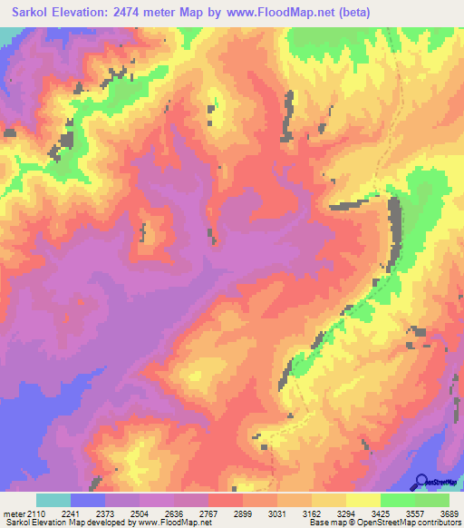 Sarkol,Afghanistan Elevation Map
