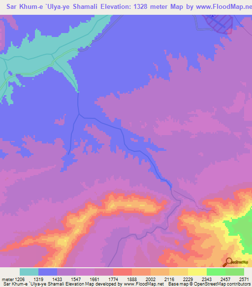 Sar Khum-e `Ulya-ye Shamali,Afghanistan Elevation Map
