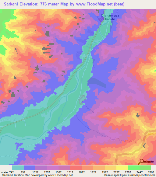 Sarkani,Afghanistan Elevation Map