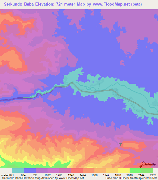 Serkundo Baba,Afghanistan Elevation Map