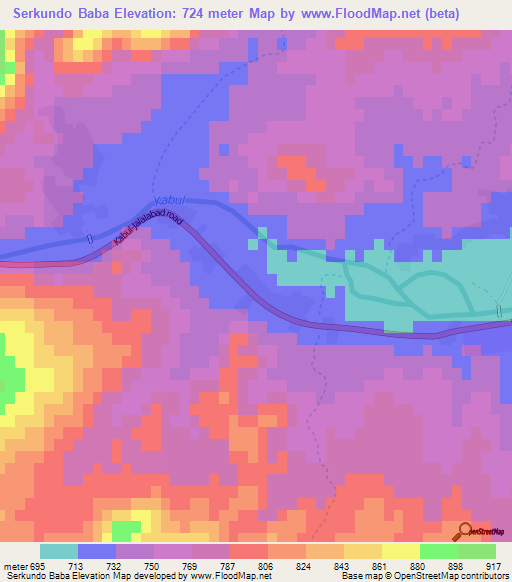 Serkundo Baba,Afghanistan Elevation Map