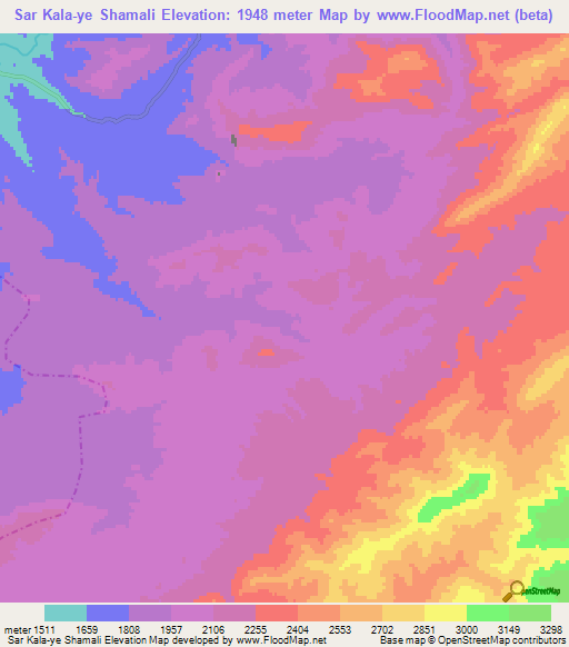 Sar Kala-ye Shamali,Afghanistan Elevation Map