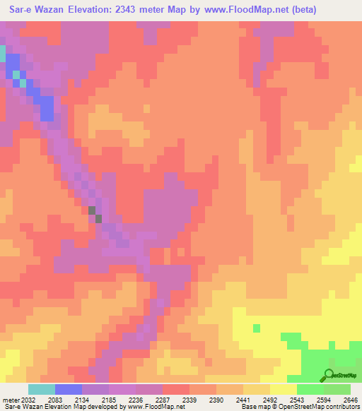 Sar-e Wazan,Afghanistan Elevation Map
