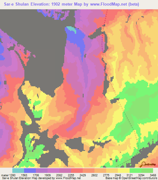 Sar-e Shulan,Afghanistan Elevation Map