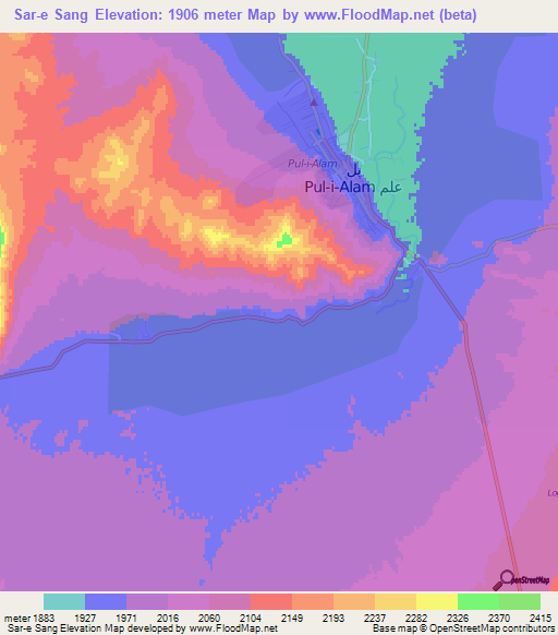 Sar-e Sang,Afghanistan Elevation Map