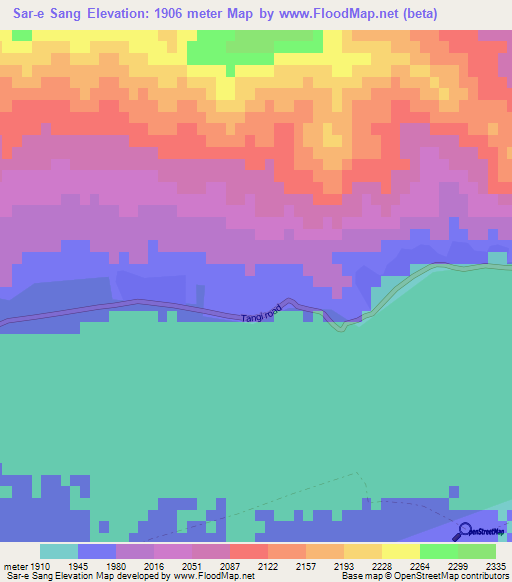Sar-e Sang,Afghanistan Elevation Map