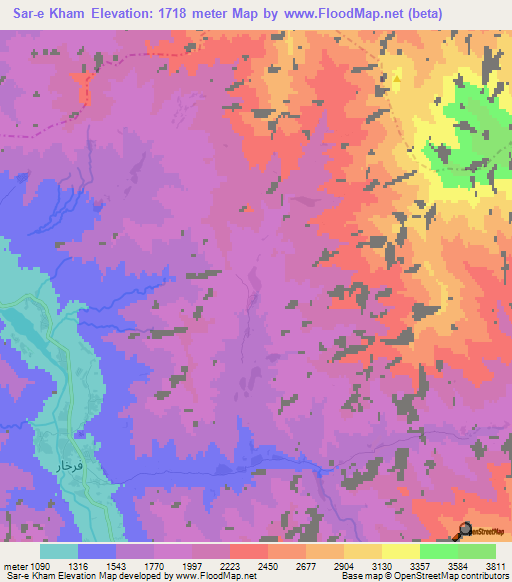 Sar-e Kham,Afghanistan Elevation Map